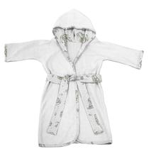 Roupão Infantil Tecebem Com Capuz Malha Yan Plush Atoalhado Branco