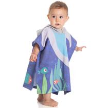 Roupão infantil toalha de tubarão com capuz - azul para bebe de 2 a 12 meses - tamanho unico Roupão infantil toalha de tubarão com capuz - azul para bebe de 2 a 12 meses - tamanho unico