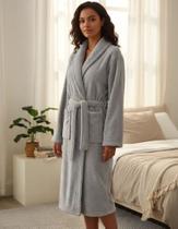 Roupão Jacquard Cordas Sonhare Luxo Conforto M Prata Sultan