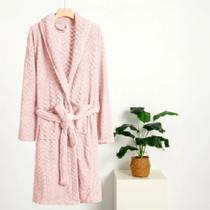 Roupão Jacquard Cordas Sonhare Luxo Conforto M Rosa Peach