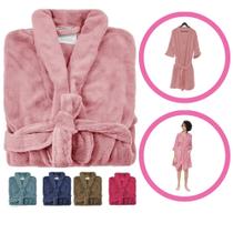 Roupão Kimono Aveludado Soft Plush Microfibra Rosê