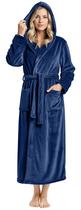 Roupão longo com capuz de pelúcia Robe NY Threads para mulheres XL Navy Roupão longo com capuz de pelúcia Robe NY Threads para mulheres XL Navy