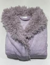 Roupão Microfibra Gola Pelos Sofisticata Docura Roxo Claro