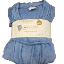 Roupão Microfibra Sofisticata Premium Azul Tamanho M.