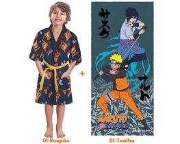 Roupão naruto infantil aveludado+toalha de banho premium - lepper Roupão naruto infantil aveludado+toalha de banho premium - lepper