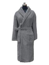 Roupão Pelúcia Com Laço Bolsos Super Macio Tamanho G Cinza