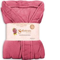 Roupão Plush Microfibra Kimono Unissex Feminino e Masculino Cereja Atlântica - Emcompre