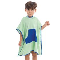 Roupão Poncho Bebê Atoalhado com Capuz Verde Claro Cecí