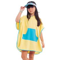 Roupão Poncho Bebê e Infantil Atoalhado com Capuz Amarelo Cecí