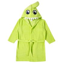 Roupão Praia Infantil Atoalhado Shark Verde Limão Tip Top