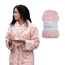 Roupão Rosa Feminino Microfibra Quente Charme Appel Flannel