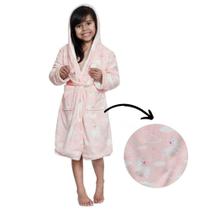 Roupão Sherpa Infantil de Menina com C Unicórnio Rosa Pijama Estampado Quentinho de Microfibra - Loa