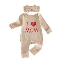 Roupas Adobabirl Baby Girl, macacão canelado com babados e faixa de cabeça Roupas Adobabirl Baby Girl, macacão canelado com babados e faixa de cabeça