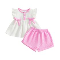 Roupas Amnnchya Toddler Girl, roupa de verão de 3 a 6 meses com laço Roupas Amnnchya Toddler Girl, roupa de verão de 3 a 6 meses com laço
