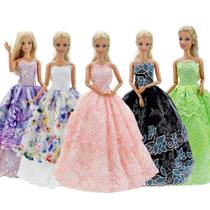 Roupas Barbie Artesanais (5 Peças) - Vestidos para Casamento e Festas (11,5 Polegadas) - Sortidos