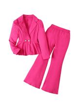 Roupas, blazer e calças femininas Milumia com babados, rosa choque, 12Y