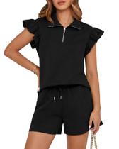 Roupas de 2 peças e moletom para mulheres BTFBM com zíper e decote em V Roupas de 2 peças e moletom para mulheres BTFBM com zíper e decote em V