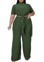 Roupas de 2 peças MRSFITOK, moletom de perna larga, verde, tamanho grande, GG