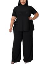 Roupas de 2 peças MRSFITOK Wide Leg Sweatsuit Black XXL para mulheres