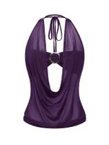 Roupas de 2 peças SweatyRocks Sheer Mesh Draped Club Top Roxo Roupas de 2 peças SweatyRocks Sheer Mesh Draped Club Top Roxo