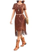 Roupas de 2 peças WDIRARA, vestido feminino de concerto ocidental, marrom