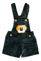 Roupas De Bebê Jardineira Brim Jeans Cachorrinho Infantil