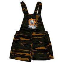 Roupas De Bebê Jardineira Brim Jeans Leão Macacão Infantil