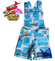 Roupas De Bebê Jardineira Brim Jeans Super Wings Infantil
