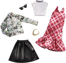 Roupas de boneca Barbie, 2 roupas com jaqueta jeans floral e saia Roupas de boneca Barbie, 2 roupas com jaqueta jeans floral e saia