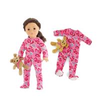 Roupas de boneca Emily Rose, pijamas de boneca de 18 polegadas com ursinho de pelúcia Roupas de boneca Emily Rose, pijamas de boneca de 18 polegadas com ursinho de pelúcia