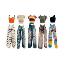 Roupas De Boneca Fashion, 5 Conjuntos Feitos À Mão, Blusa E Calças Para Bonecas De 115IN 30CM,