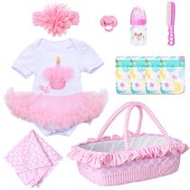 Roupas de boneca Reborn Baby Doll Vestido rosa Babyfere de 43 a 56 cm com acc