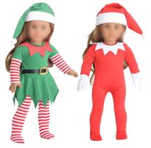Roupas de boneca Sweet Dolly Roupas de elfo de Natal de 18 polegadas