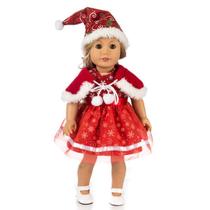 Roupas de boneca TianBo Conjunto de roupas vermelhas de Natal de 18 polegadas Roupas de boneca TianBo Conjunto de roupas vermelhas de Natal de 18 polegadas
