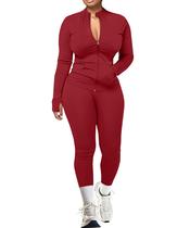 Roupas de corrida UOUA, 2 peças para mulheres, exercícios de ginástica, vermelho escuro, L Roupas de corrida UOUA, 2 peças para mulheres, exercícios de ginástica, vermelho escuro, L