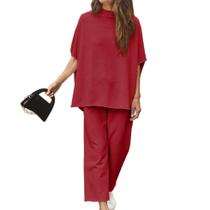 Roupas de duas peças SeeLuna, pulôver feminino, calças largas