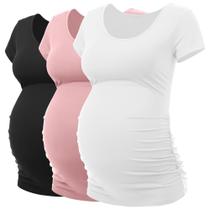Roupas de maternidade Peauty Camisa de maternidade branca preta rosa M