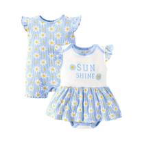 Roupas De Primavera Para Bebê Menina, Conjunto De 3 Peças Com Macacão De Manga Curta De Algodão Com