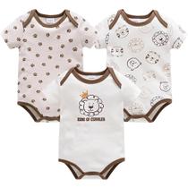 Roupas De Verão Para Bebê Menino 100% Algodão Azul Cinza Com Estampa De Gravata Conjunto De Três