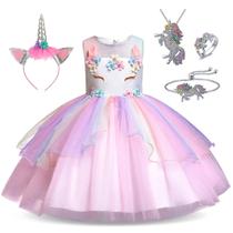 Roupas de vestir Fantasia de princesa unicórnio 4-5 anos +4 Roupas de vestir Fantasia de princesa unicórnio 4-5 anos +4