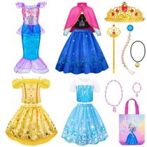 Roupas de vestir para princesas Meland com brinquedos de 3 a 8 anos com bolsa