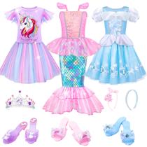 Roupas de vestir Princess Up Meland para meninas de 3 a 6 anos com sapatos
