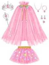 Roupas de vestir Princess Up Popsunny para meninas de 3 a 6 anos com luz