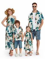 Roupas familiares combinando: vestido de folha de palmeira tropical PATPAT