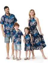 Roupas familiares combinando: vestido de folha de palmeira tropical PATPAT
