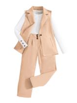 Roupas femininas Milumia, 3 peças, manga comprida, cáqui, 10 anos Roupas femininas Milumia, 3 peças, manga comprida, cáqui, 10 anos