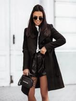 Roupas femininas outono e inverno nova moda commuter cor sólida jaqueta de lã trespassado