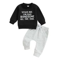 Roupas Finegoodwei Toddler Baby Boy Fall Letter Print 2-3Y Roupas Finegoodwei Toddler Baby Boy Fall Letter Print 2-3Y
