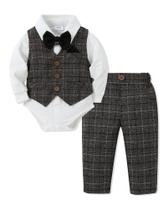 Roupas formais para meninos, camisa branca DISAUR, cinza, xadrez, 18-24M Roupas formais para meninos, camisa branca DISAUR, cinza, xadrez, 18-24M