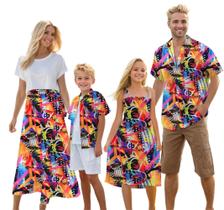 Roupas havaianas combinando Cromoncent Family Dad Son Orange Roupas havaianas combinando Cromoncent Family Dad Son Orange